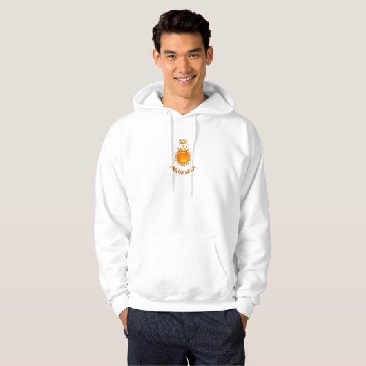 Sudadera Blanca con Capucha “Sol Brillo Sola” Hoodie (Vorne ganz)