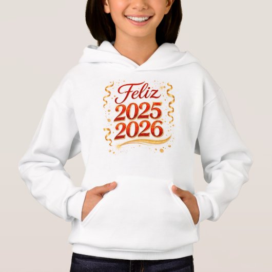 Sudadera con Capucha para Niña – Diseño “Feliz 202 Hoodie (Vorderseite)