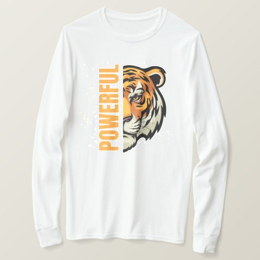 Sudadera con dibujo de Tigre y palabra Powerful T-Shirt (Design vorne)