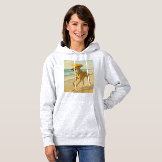 Sudadera Galgo en la playa estilo pintura Hoodie (Vorne ganz)