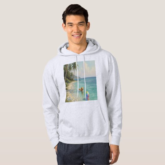 Sudadera perro nadando en la playa hoodie (Vorne ganz)