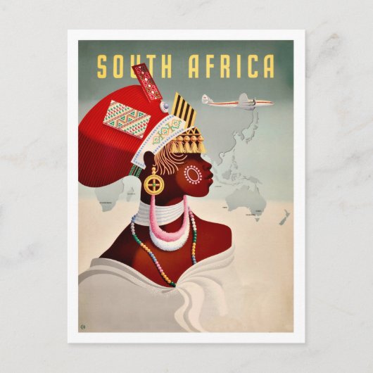 Südafrika, Afrikanerin, Vintage Flugreise Postkarte (Vorderseite)