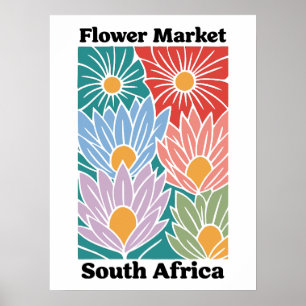 Südafrika-Blumenmarkt Farbige Proteas Poster