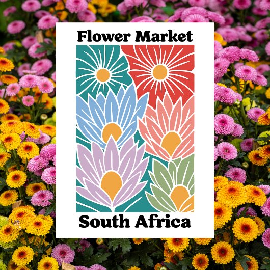 Südafrika-Blumenmarkt Farbige Proteas Postkarte