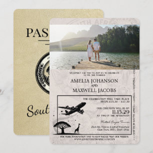 Südafrika-Champagner-Pass-Hochzeitseinladung Einladung