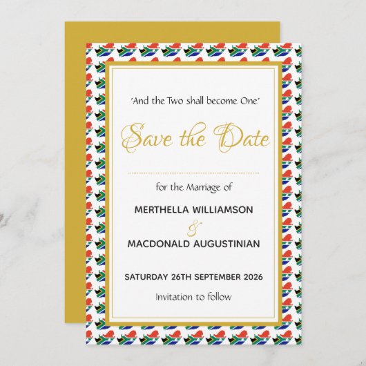 SÜDAFRIKA - Christliche Hochzeitsfeier Save The Date (Vorne/Hinten)