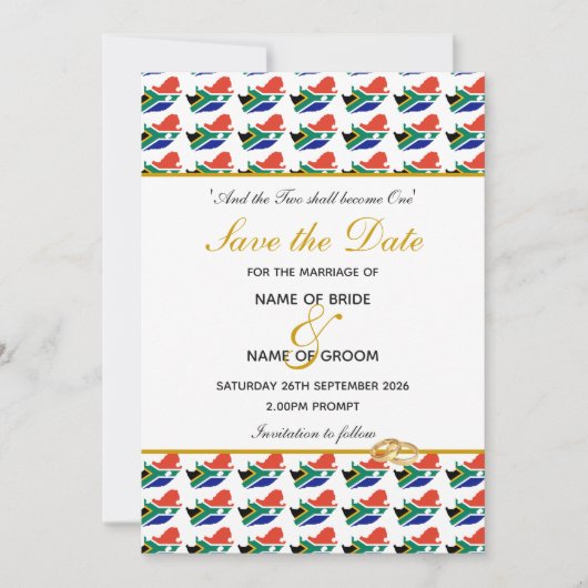 SÜDAFRIKA Christliche Hochzeitssonderfeier Save The Date (Vorderseite)