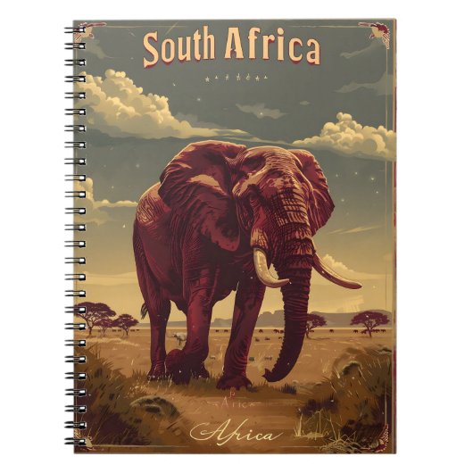 Südafrika-Elefant Vintage Notizblock (Vorderseite)