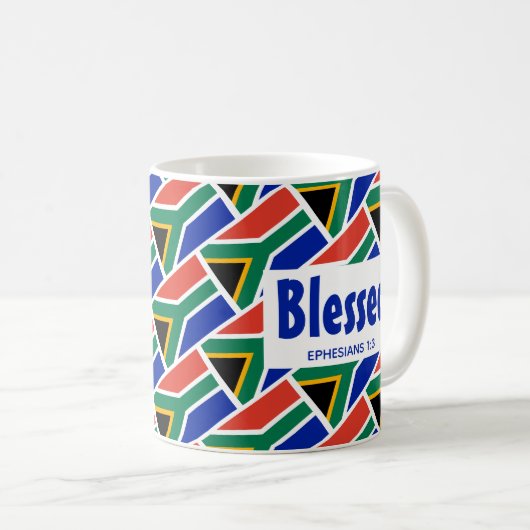 SÜDAFRIKA FLAG Custom Scripture BLESSEED African Kaffeetasse (VorderseiteRechts)