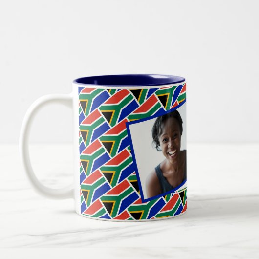 SÜDAFRIKA-FLAG-Fotovorlage Hinzufügen Ihres Texts Zweifarbige Tasse (Links)