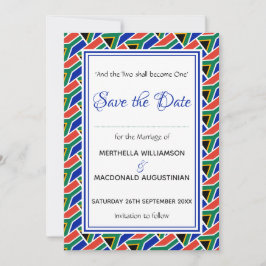 SÜDAFRIKA FLAG Individuelle Schrift Stilvoll Save The Date