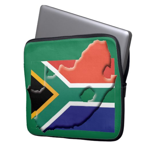 SÜDAFRIKA Flag Map Patriotic Computer GREEN Laptopschutzhülle (Vorderseite Links)