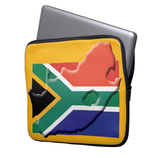 SÜDAFRIKA Flag Map Patriotic Computer YELLOW Laptopschutzhülle (Vorderseite Links)