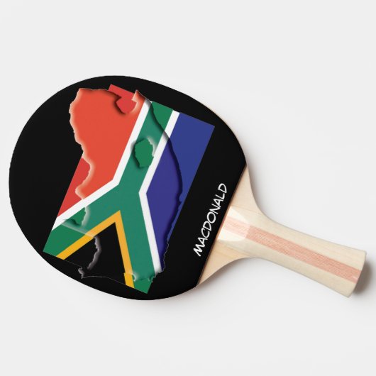 SÜDAFRIKA FLAG & MAP Personalisierter SCHWARZ Tischtennis Schläger (Seitenansicht)