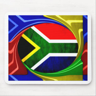Südafrika-Flagge: Dynamisches Wirbelmotiv Mousepad