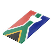 Südafrika-Flagge Geldbeutel Flaschenöffner (Vorderseite Schrägansicht)