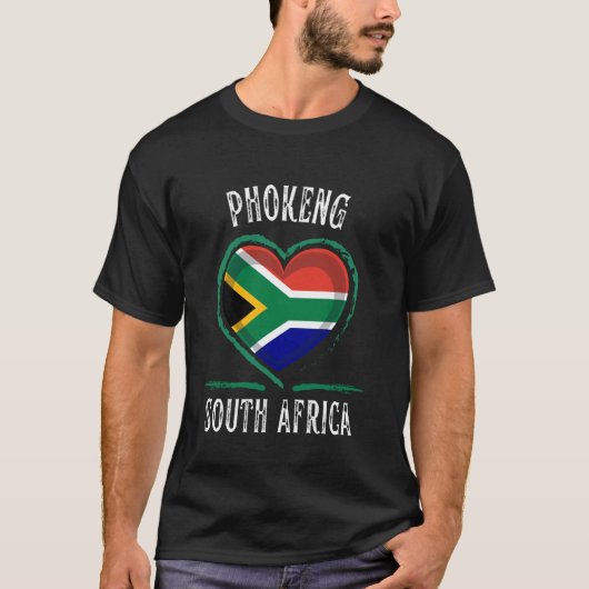 Südafrika-Flagge Herz Phokeng Stadt T-Shirt (Vorderseite)