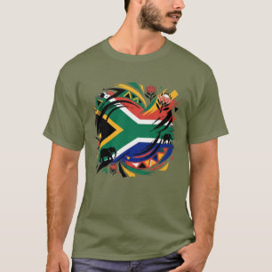 Südafrika-Flagge-Pinselstrich-Wildlife T-Shirt