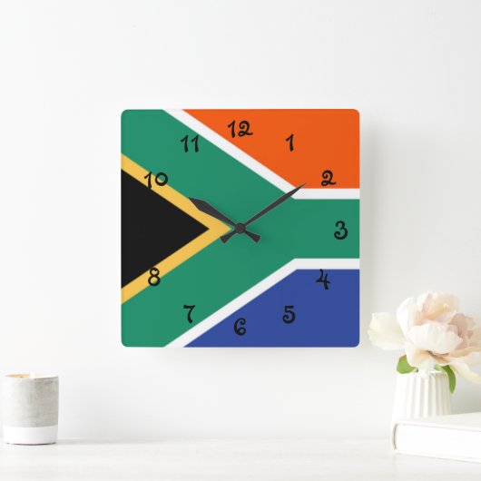 Südafrika-Flagge Quadratische Wanduhr (Zuhause)