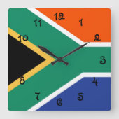 Südafrika-Flagge Quadratische Wanduhr (Vorderseite)