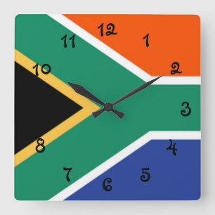 Südafrika-Flagge Quadratische Wanduhr