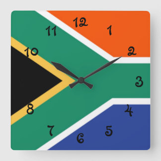 Südafrika-Flagge Quadratische Wanduhr