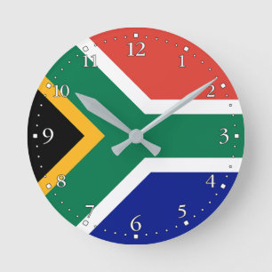 Südafrika-Flagge Runde Wanduhr
