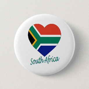 Südafrika-Flaggen-Herz Button