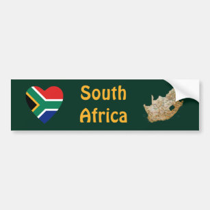 Südafrika-Flaggen-Herz + Karten-Autoaufkleber Autoaufkleber