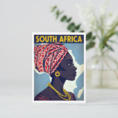 Südafrika-Frauenporträt Retro-Kunst Postkarte (Stehend Vorderseite)