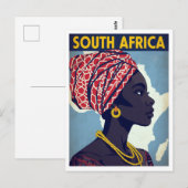Südafrika-Frauenporträt Retro-Kunst Postkarte (Vorne/Hinten)