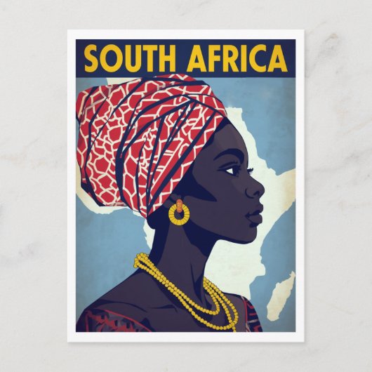 Südafrika-Frauenporträt Retro-Kunst Postkarte (Vorderseite)