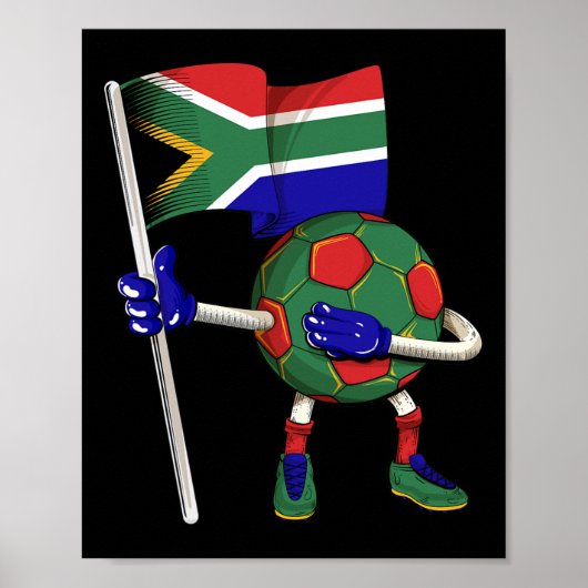 Südafrika-Fußballtrikot Afrika-Flagge Footll Dab Poster (Vorne)