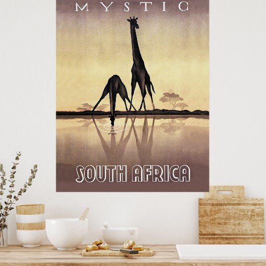 Südafrika, Giraffe, Vintage-Reise Poster (Küche)