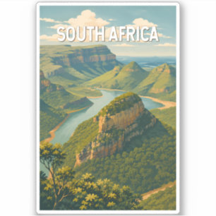 Südafrika Illustration Reise Kunst Vintage Aufkleber