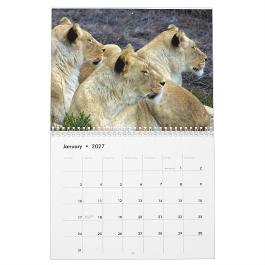 Südafrika Kalender (Jan 2027)