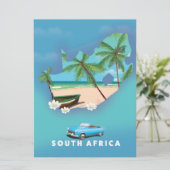 Südafrika Karte Illustration Reiseplakat. (Stehend Vorderseite)