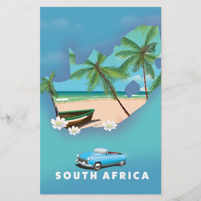 Südafrika Karte Illustration Reiseplakat. (Vorderseite)