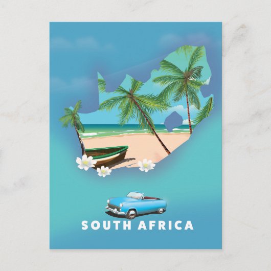 Südafrika Karte Illustration Reiseplakat. (Vorderseite)