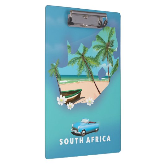 Südafrika Karte Illustration Reiseplakat. Klemmbrett (Rechts)