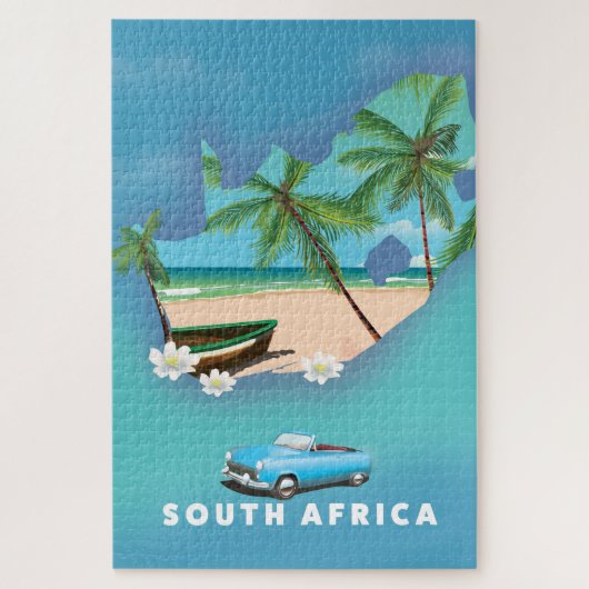 Südafrika Karte Illustration Reiseplakat. Puzzle (Vertikal)