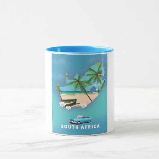 Südafrika Karte Illustration Reiseplakat. Tasse (Zentrum)