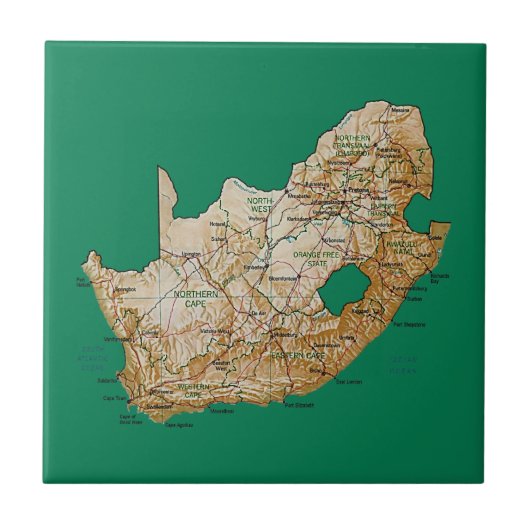 Südafrika-Karten-Fliese Fliese (Vorderseite)