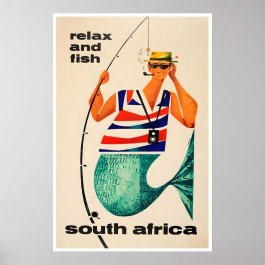 Südafrika Kunst Afrikanisches Reiseplakat Angeln Poster (Vorne)