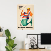 Südafrika Kunst Afrikanisches Reiseplakat Angeln Poster (Heimbüro)