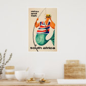 Südafrika Kunst Afrikanisches Reiseplakat Angeln Poster (Küche)