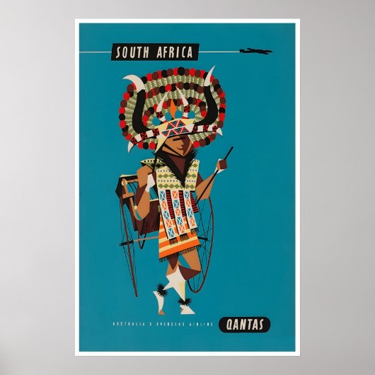 Südafrika Kunst Qantas Reiseplakat Afrikanisch Poster (Vorne)