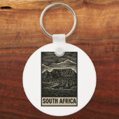 Südafrika Linolschnitt-Stil  Schlüsselanhänger (Vorderseite)