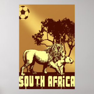Südafrika-Löwesafari-Fußball Plakat