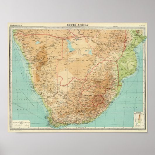 Südafrika mit Schifffahrtsrouten Poster (Vorne)